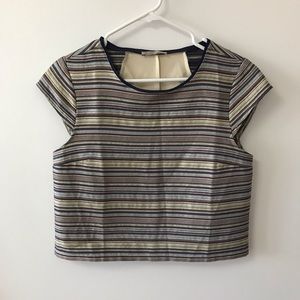ZARA METALIC STRIPED JACQUARD TOP
